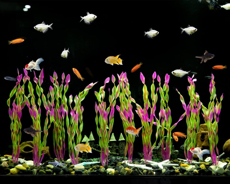 MyLifeUNIT Artificial Seaweed Water Plants for Aquarium, Plastic Fish Tank Plant Decorations 10 PCS (12 Inches Tall, Wine Red) - Image 5